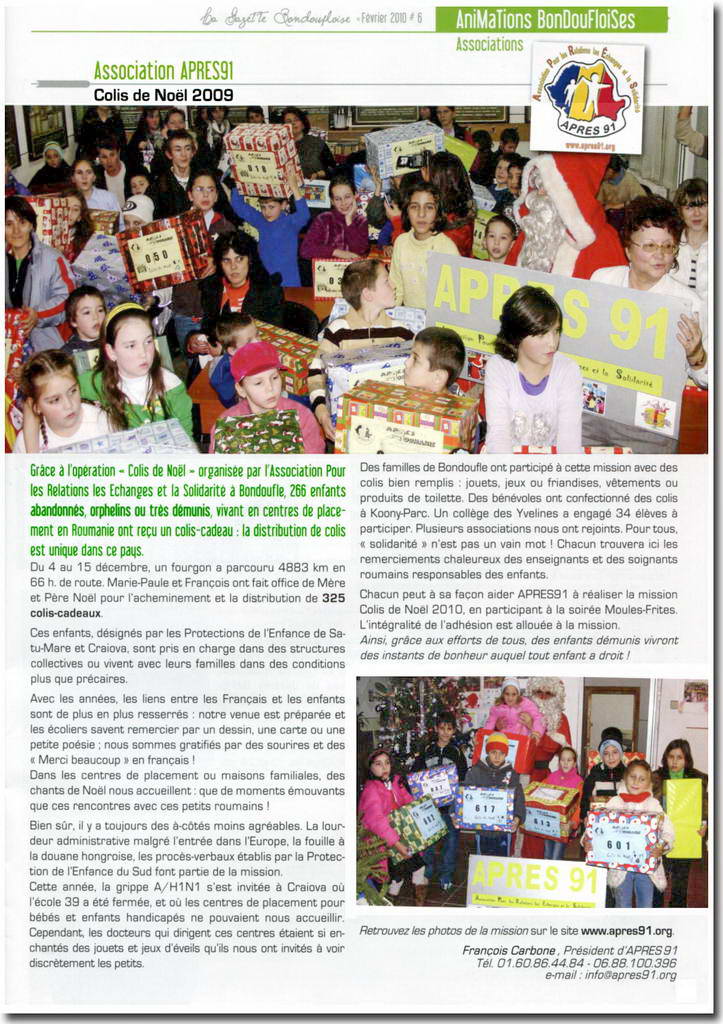 Article sur la Mission Colis de Noël en Roumanie