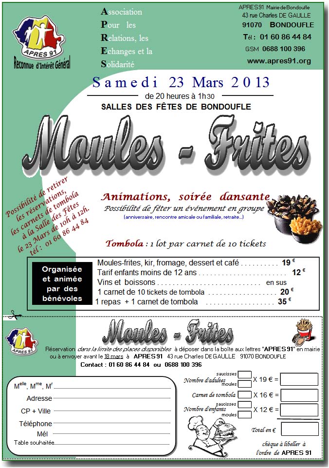 23 mars, Soirée Moules-Frites